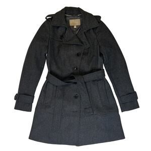 Banana Republic women's Grey Belted Wool Winter Coat Size 0 Size XS